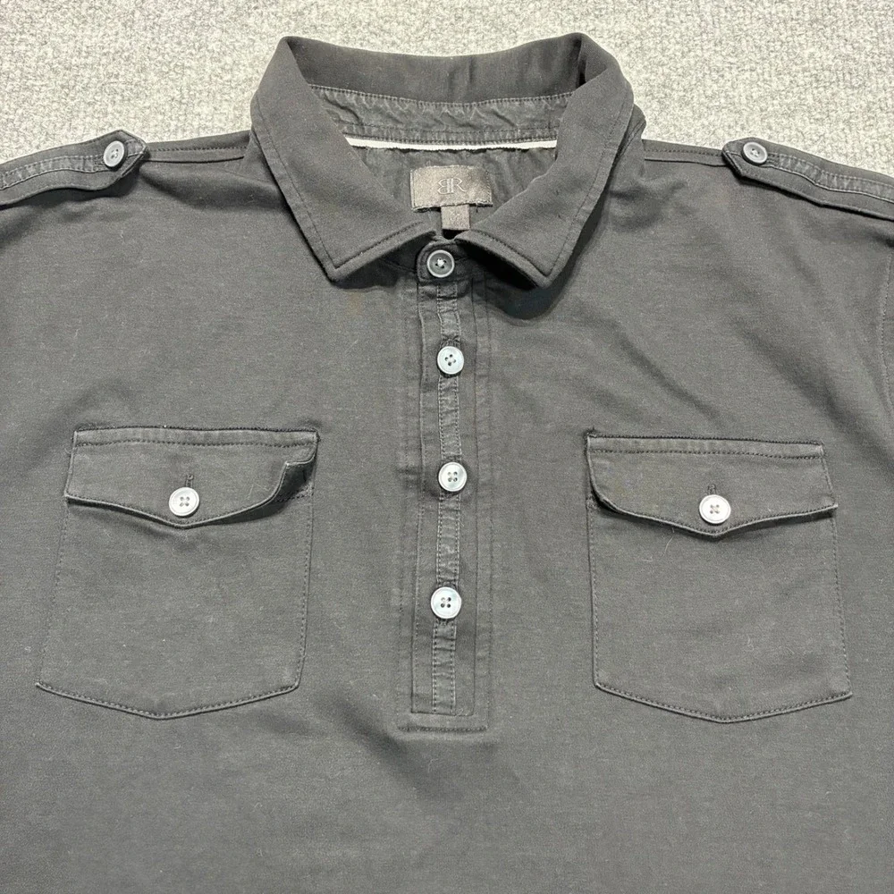 Banana Republic Polo Shirt‎ Mens XL Charcoal Gray Short Sleeve Utility Pockets